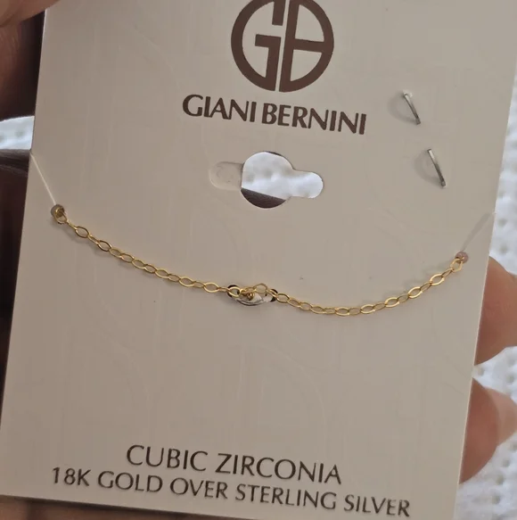 $80 Giani Bernini Gold Cubic Zirconia Neck Lace 18k Gold Over Sterlimg Silver - Picture 3 of 8